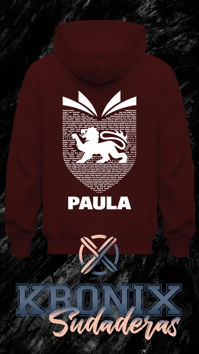 Ejemplo de diseño de sudadera de curso personalizado