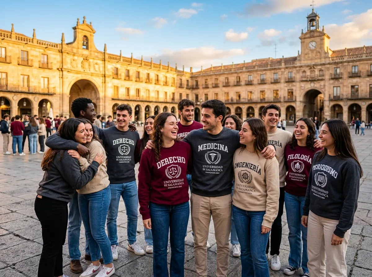 Estudiantes con sudaderas personalizadas al finalizar la carrera