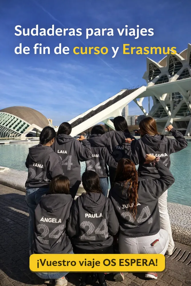 Sudaderas de viaje fin de curso personalizadas